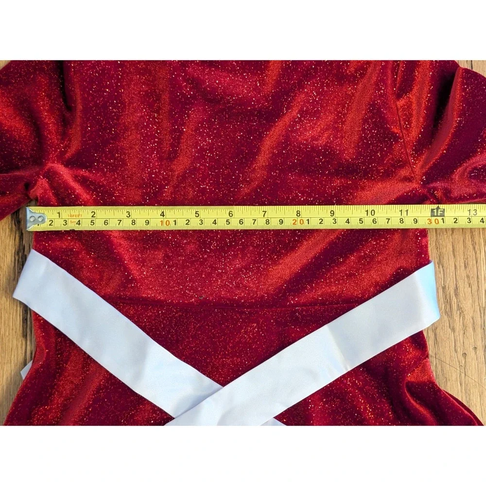 Bonnie Jean Girls Red Velvet Sequin Christmas Dress Faux Fur Trim Size 8